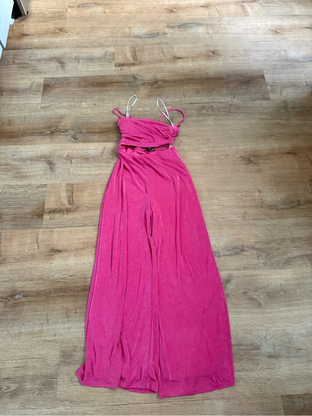 Bright Pink Strapless Maxi Dress